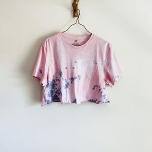 Tie-Dye Dyed Distressed Crop Top Large Women’s